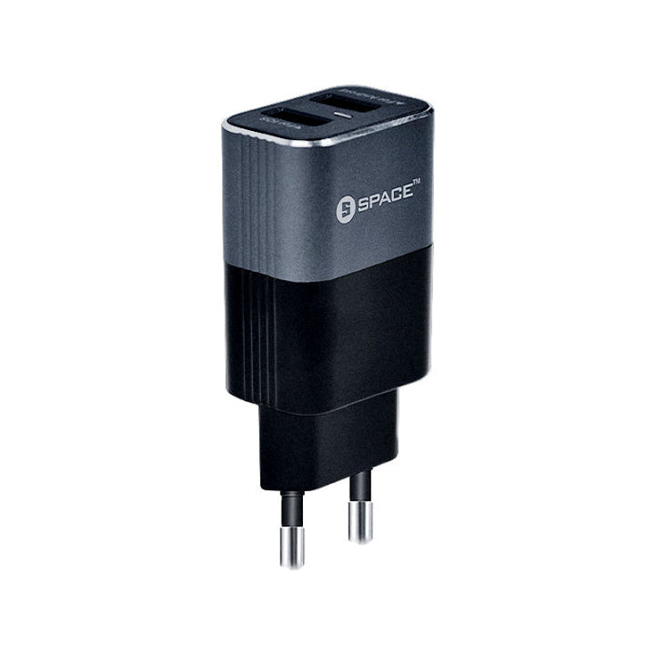 SPACE WC-10 Metal Series Dual Port USB 2.4A Wall Charger with Micro USB Cable