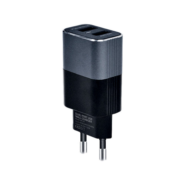 SPACE WC-10 Metal Series Dual Port USB 2.4A Wall Charger with Micro USB Cable