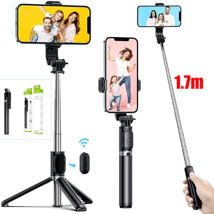 R1-L Bluetooth Selfie Stick Tripod – Extendable Up to 170 cm with Wireless Remote Control