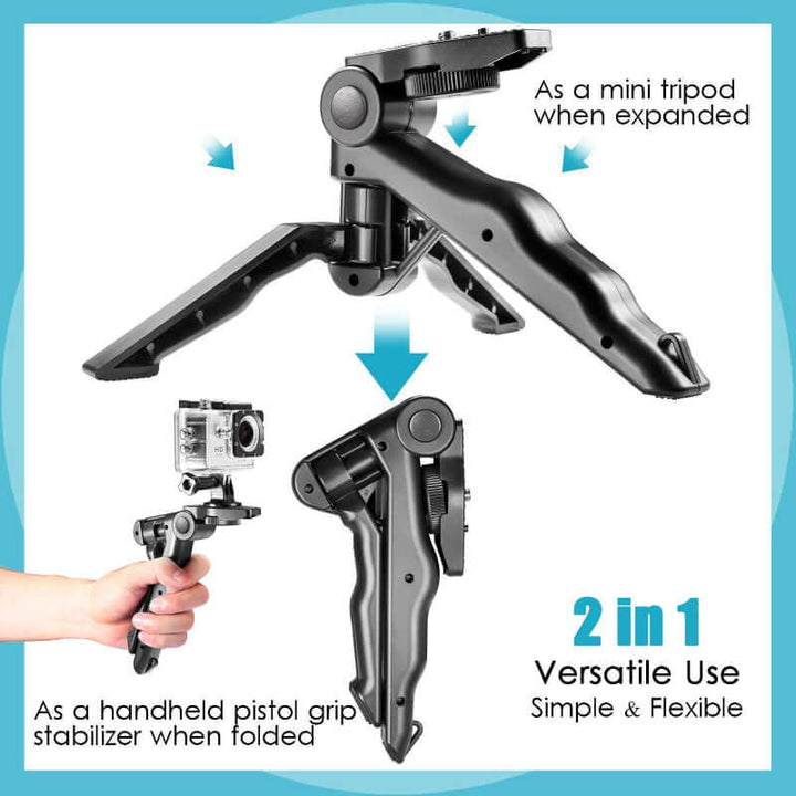 K555 Compact Mini Foldable 360° Rotating Desktop Tripod Stand for Mobile Phones & Cameras