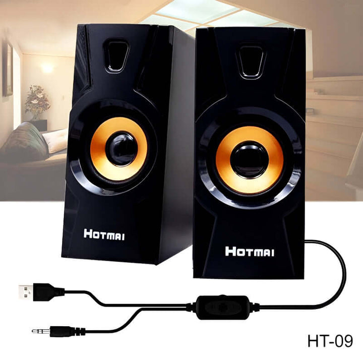 HOTMAI HT-09 USB 2.0 Multimedia Speakers with Powerful Bass and Clear Sound for PC Laptop Phone
