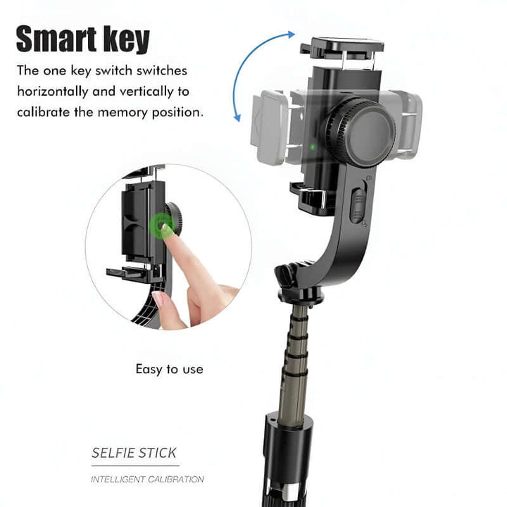 Tripod Handheld Gimbal Stabilizer Selfie Stick – 360° Rotation, Wireless Remote, Anti-Shake, Aluminum Alloy, Compatible with Android/iOS