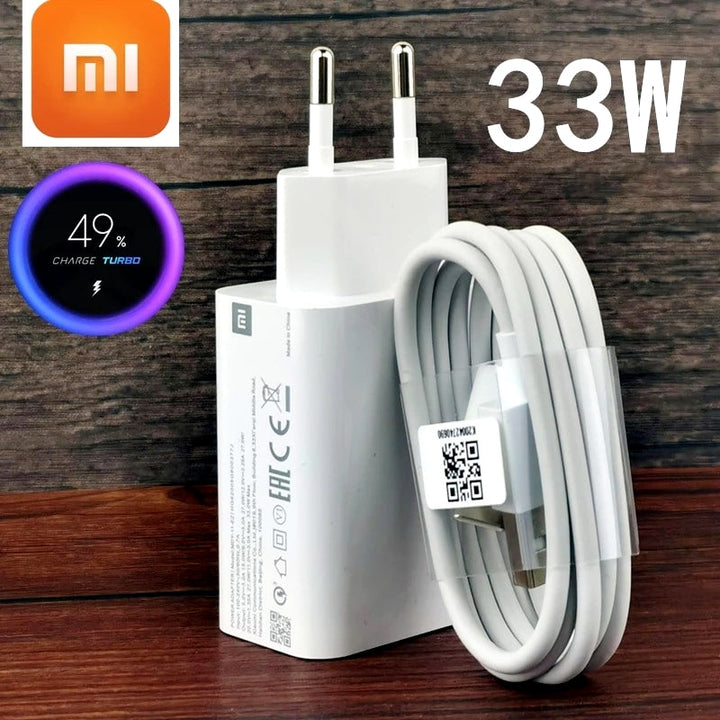 Xiaomi 33W Turbo Fast Charger with Type-C Cable – Ultra-Fast Charging for Xiaomi, Redmi and POCO Devices