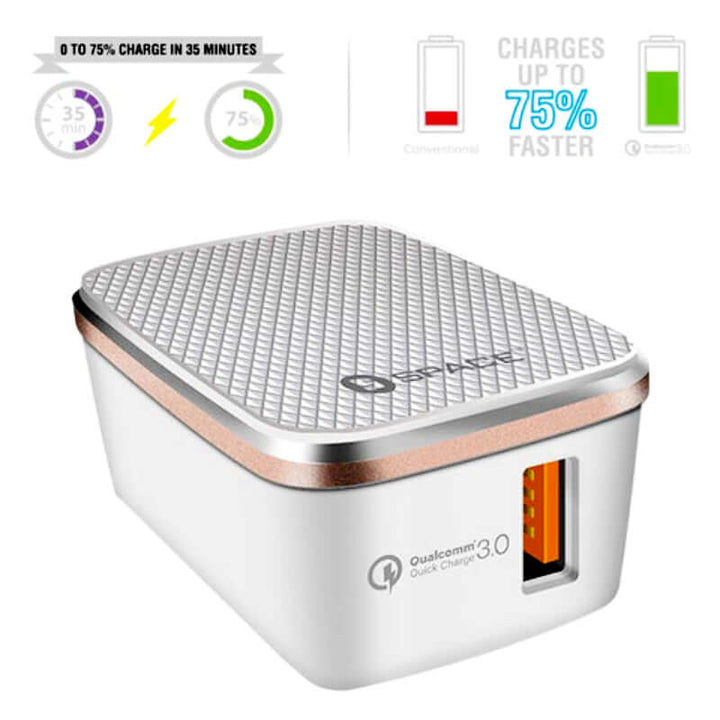 SPACE WC-120S Quick Charge 3.0 Wall Charger with 3.4A Output + Micro USB Cable – Compact & High-Speed Charging