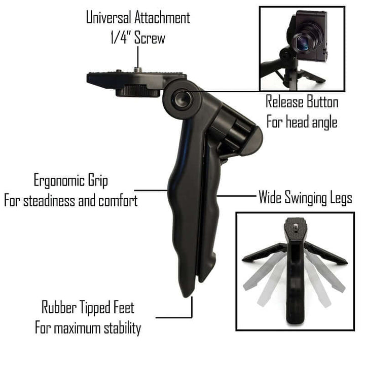 K555 Compact Mini Foldable 360° Rotating Desktop Tripod Stand for Mobile Phones & Cameras