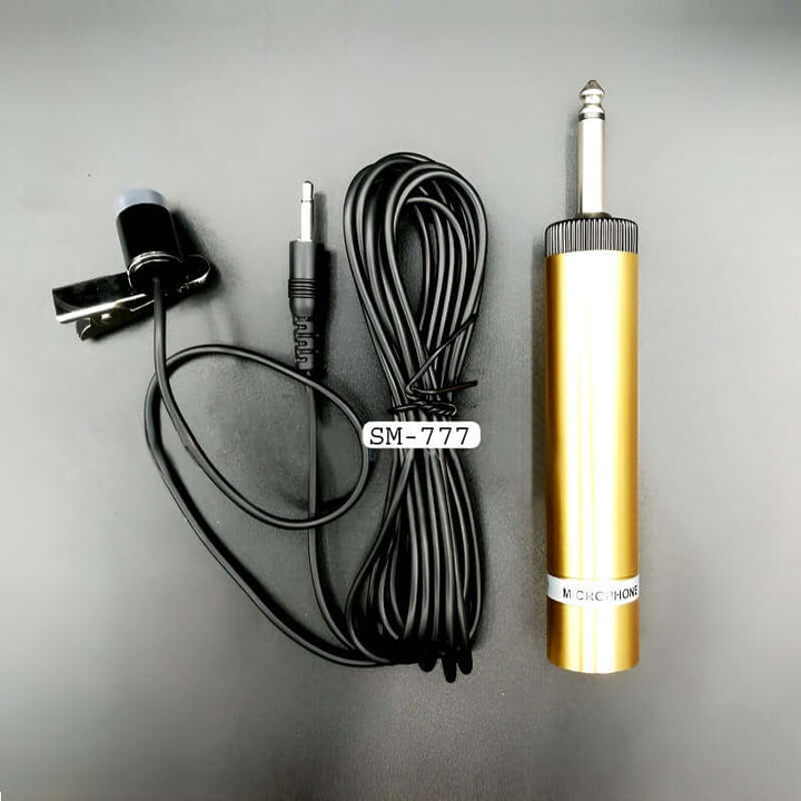 Samsung SM-777 lapel microphone with gold plug and 3m cable, unidirectional dynamic audio capture.