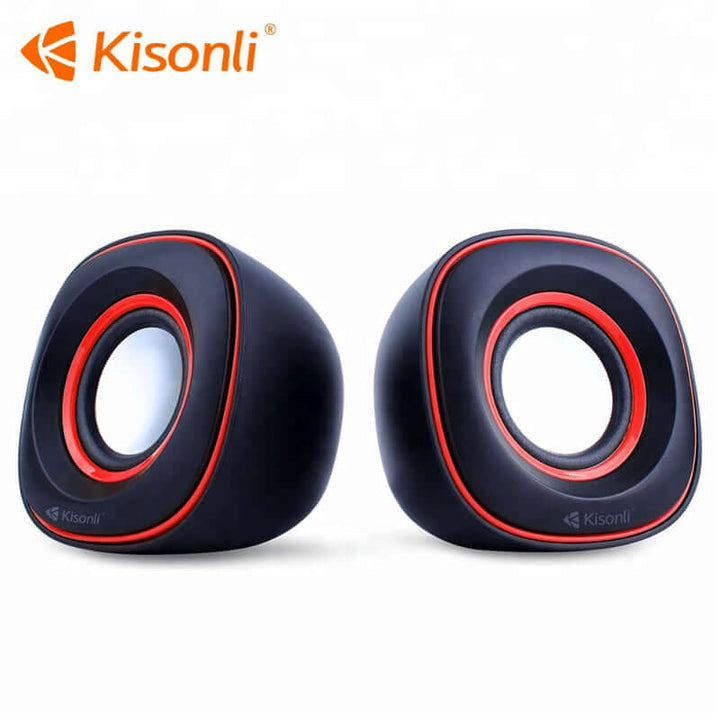 Kisonli V350 Compact USB 2.0 Speakers – Deep Bass Sound with AUX for Laptop & Desktop