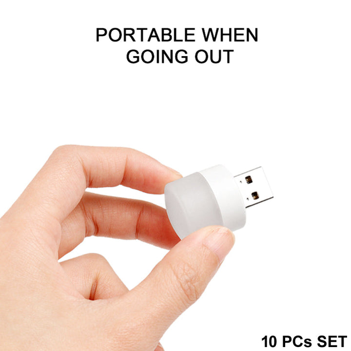 Pack of 10 Mini USB LED Night Lights – Compact Plug-in Lamps for Bedroom, Office, and Travel