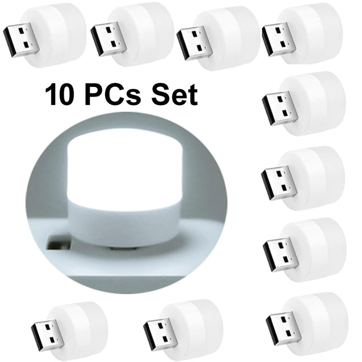 Pack of 10 Mini USB LED Night Lights – Compact Plug-in Lamps for Bedroom, Office, and Travel