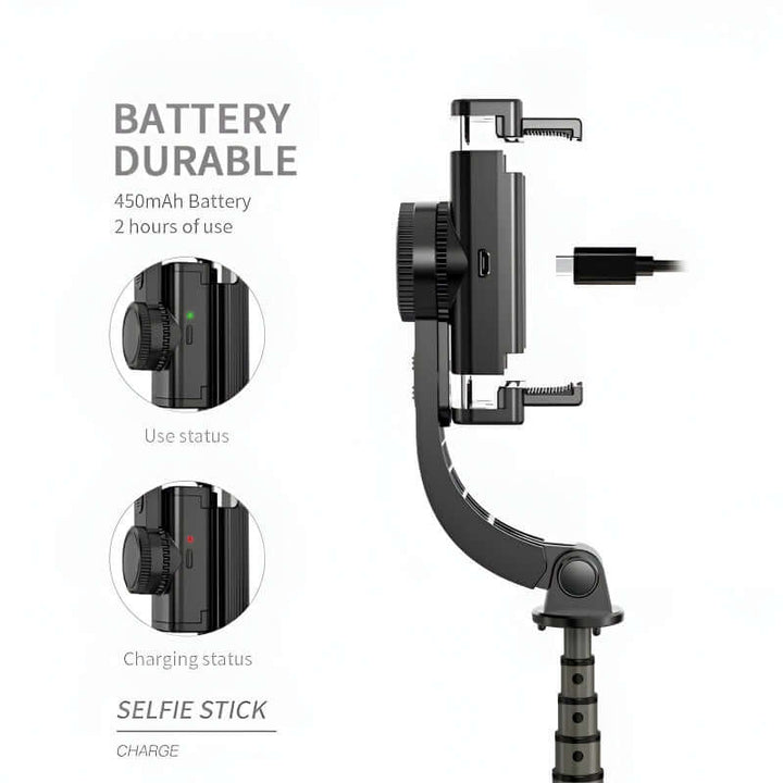 Tripod Handheld Gimbal Stabilizer Selfie Stick – 360° Rotation, Wireless Remote, Anti-Shake, Aluminum Alloy, Compatible with Android/iOS