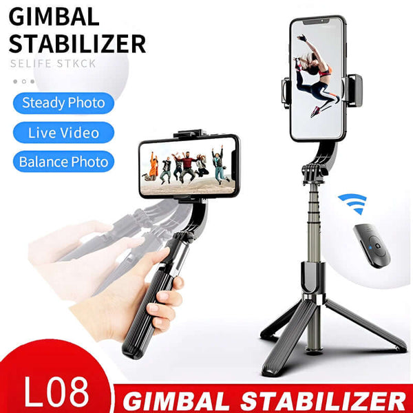Tripod Handheld Gimbal Stabilizer Selfie Stick – 360° Rotation, Wireless Remote, Anti-Shake, Aluminum Alloy, Compatible with Android/iOS