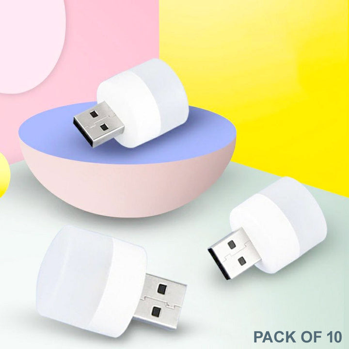 Pack of 10 Mini USB LED Night Lights – Compact Plug-in Lamps for Bedroom, Office, and Travel