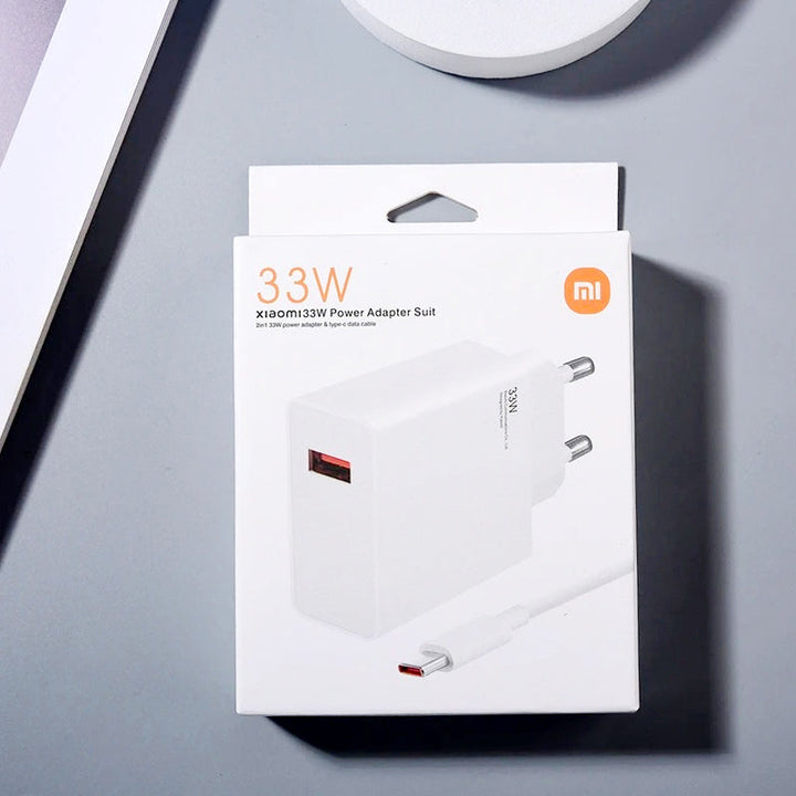 Xiaomi 33W Turbo Fast Charger with Type-C Cable – Ultra-Fast Charging for Xiaomi, Redmi and POCO Devices