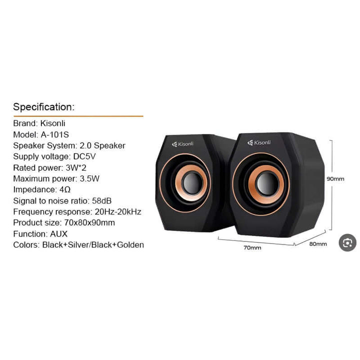 Kisonli A-101S Dynamic Loud and Clear Sound Mini USB 2.0 Multimedia Speakers