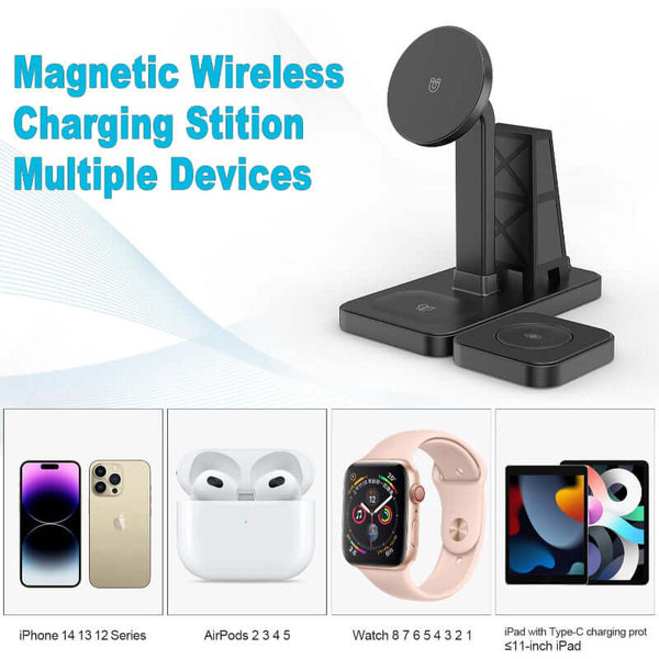 4-in-1 Smart Magnetic Wireless Charging Stand – 30W Fast Multi-Device Charger
