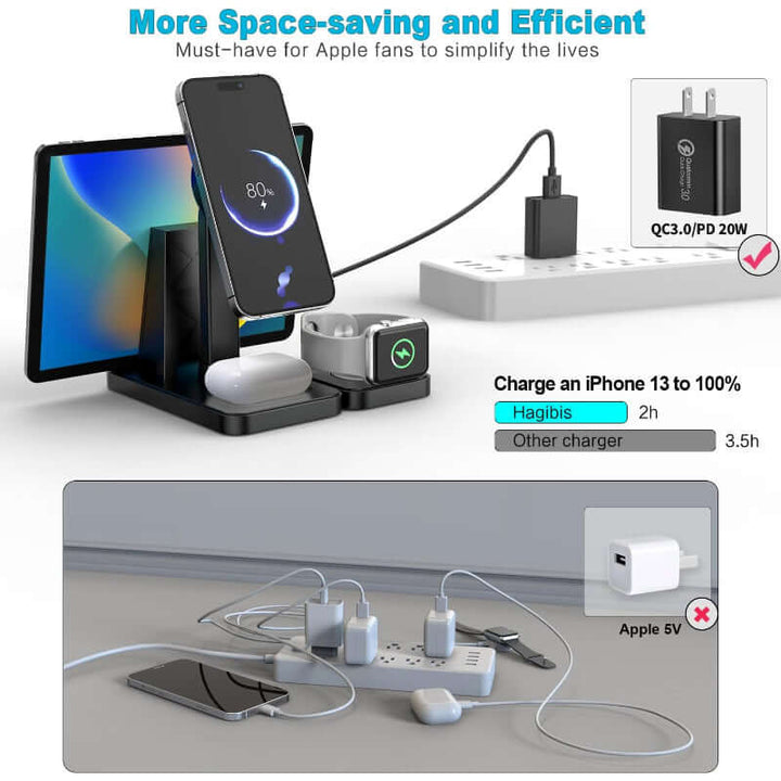 4-in-1 Smart Magnetic Wireless Charging Stand – 30W Fast Multi-Device Charger