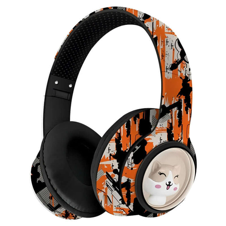 AKZ-36 Creative Graffiti Wireless Bluetooth 5.3 Headphones – Foldable Headset with Hi-Fi Sound, FM Radio, Microphone, and TF Card Support