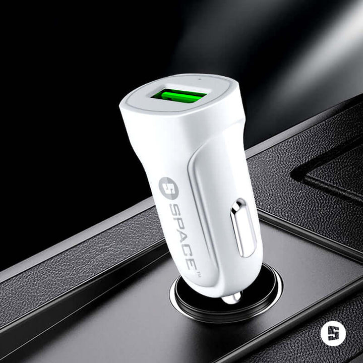 SPACE CC-150 Single Port USB Car Charger – 2.4A Fast Charging with Included Micro USB Cable