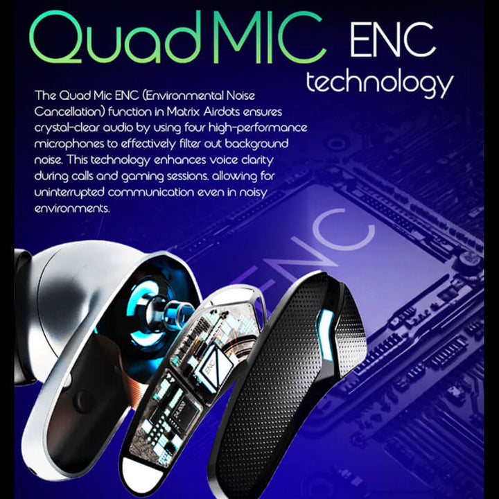 Dany Matrix Airdots 400 – True Wireless Earbuds with Quad Mic ENC, Gaming Mode & 40H Playtime
