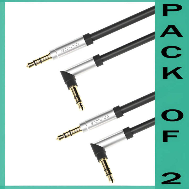 Pack of 2, Sovo Moco SOX-805 3.5mm AUX Cables, High Fidelity Sound, 1.5m Length