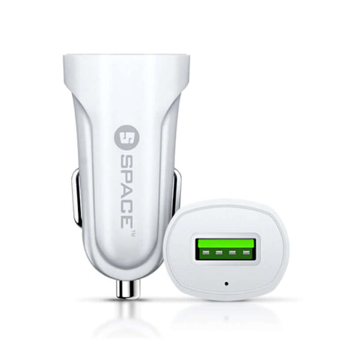 SPACE CC-150 Single Port USB Car Charger – 2.4A Fast Charging with Included Micro USB Cable