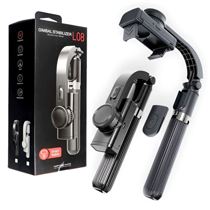 Tripod Handheld Gimbal Stabilizer Selfie Stick – 360° Rotation, Wireless Remote, Anti-Shake, Aluminum Alloy, Compatible with Android/iOS