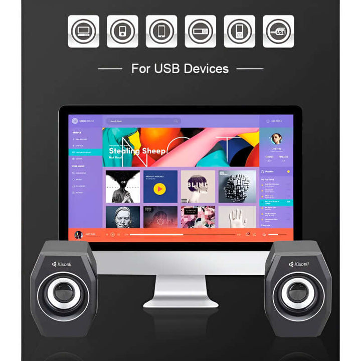 Kisonli A-101S Dynamic Loud and Clear Sound Mini USB 2.0 Multimedia Speakers