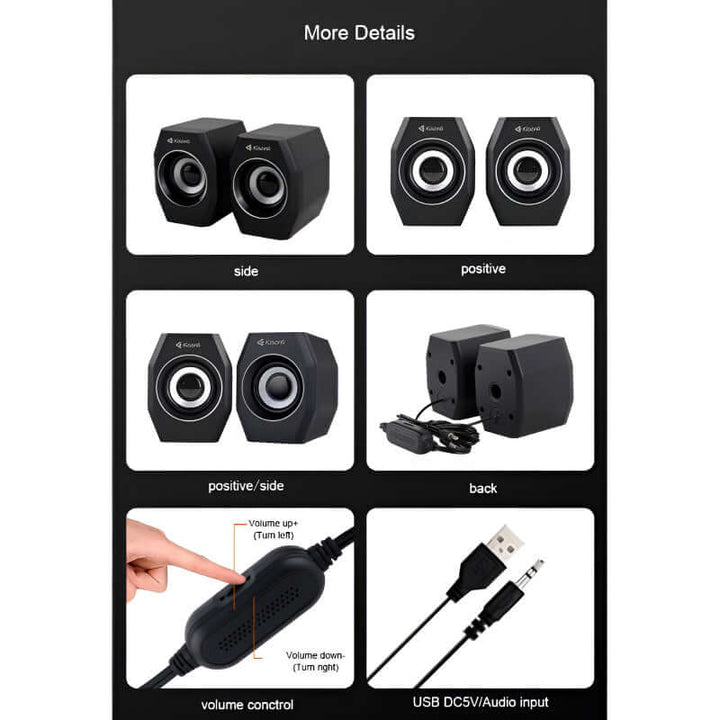 Kisonli A-101S Dynamic Loud and Clear Sound Mini USB 2.0 Multimedia Speakers
