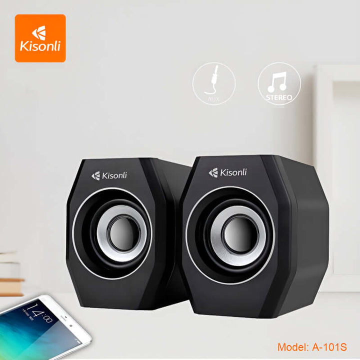 Kisonli A-101S Dynamic Loud and Clear Sound Mini USB 2.0 Multimedia Speakers