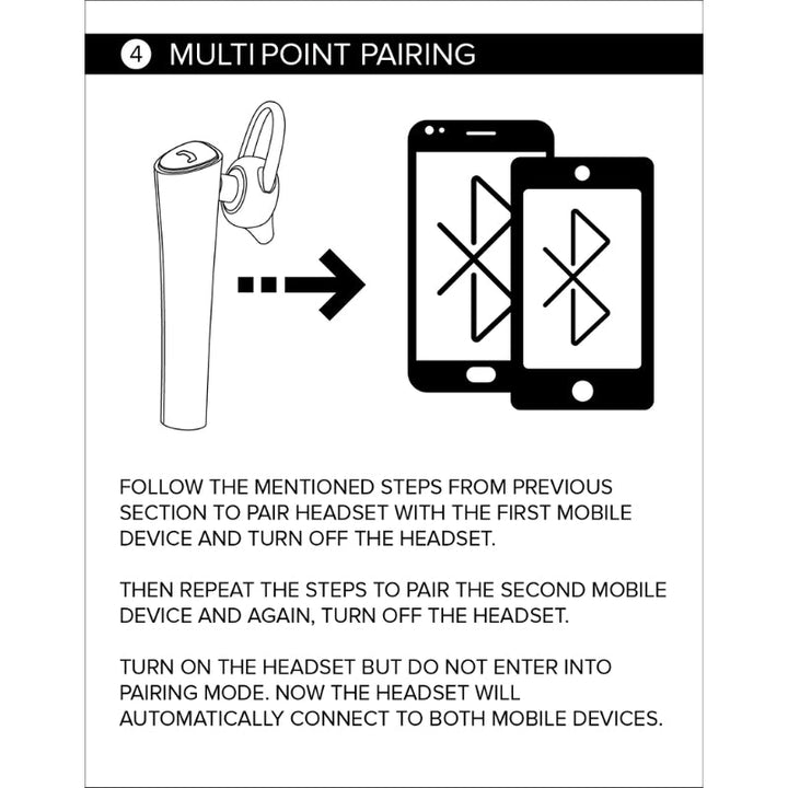 Space X4 Wireless Bluetooth Headset – High Definition Audio, Multipoint Technology, Noise Reduction