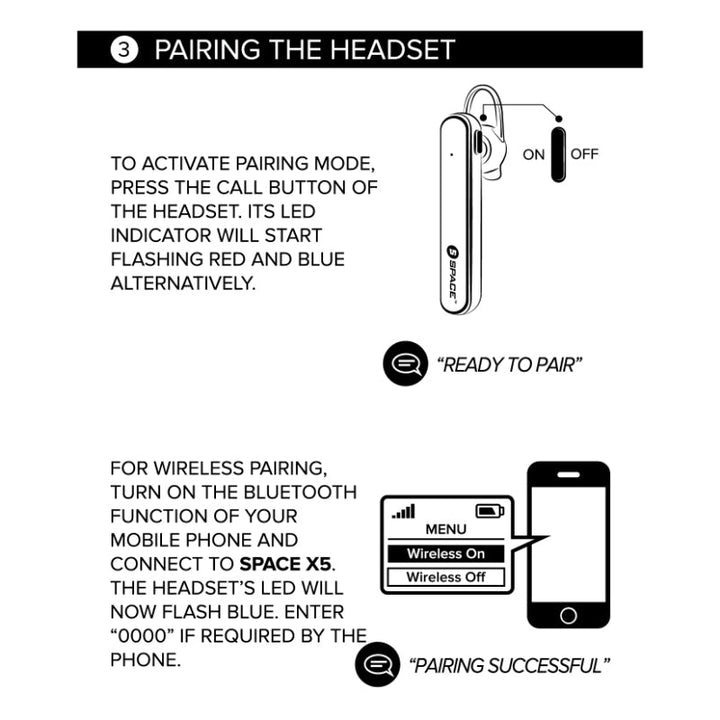 Space X5 Wireless Headset – High Definition Audio with Noise Reduction & Multipoint Technology