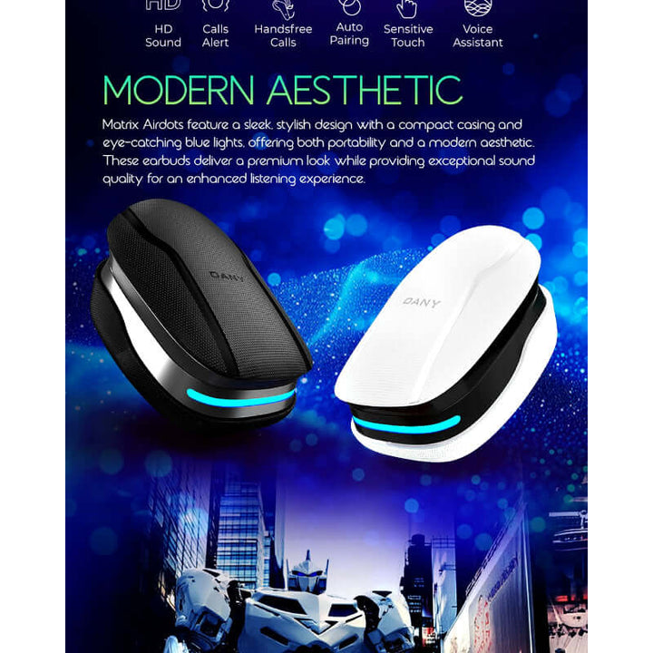 Dany Matrix Airdots 400 – True Wireless Earbuds with Quad Mic ENC, Gaming Mode & 40H Playtime