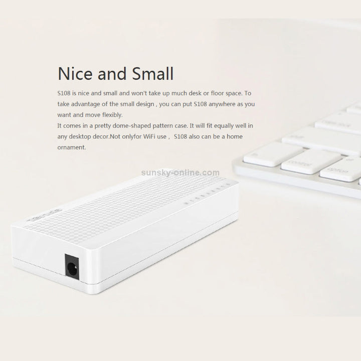Tenda S108 8-Port Fast Ethernet Switch 10/100 Mbps Desktop Network Switch, Easy Plug & Play Setup
