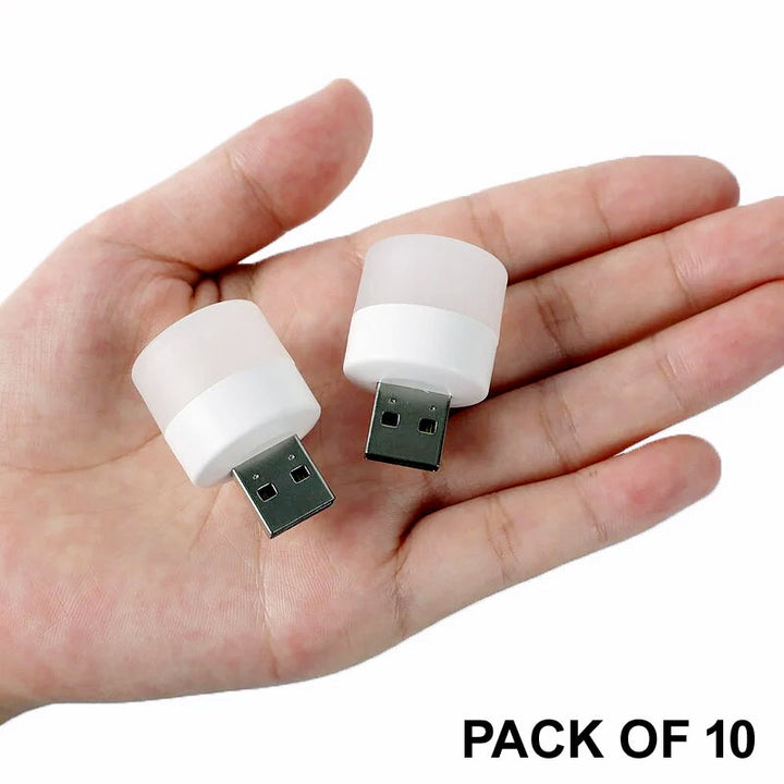 Pack of 10 Mini USB LED Night Lights – Compact Plug-in Lamps for Bedroom, Office, and Travel
