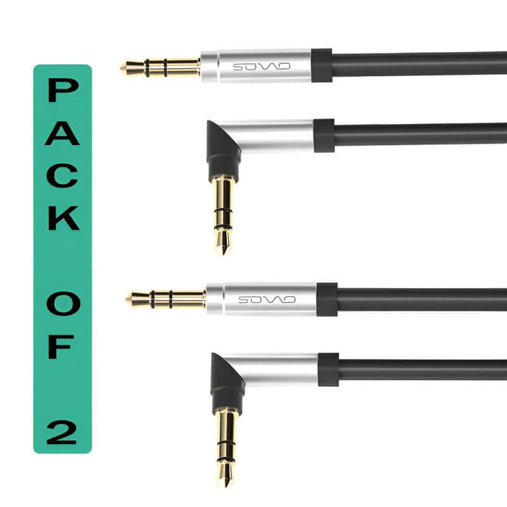 Pack of 2, Sovo Moco SOX-805 3.5mm AUX Cables, High Fidelity Sound, 1.5m Length