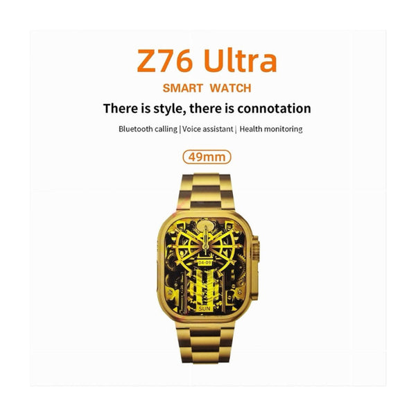 Z76 Ultra Gold Edition Stylish Smartwatch with Large Display, Health & Fitness Tracking, & Long Battery
