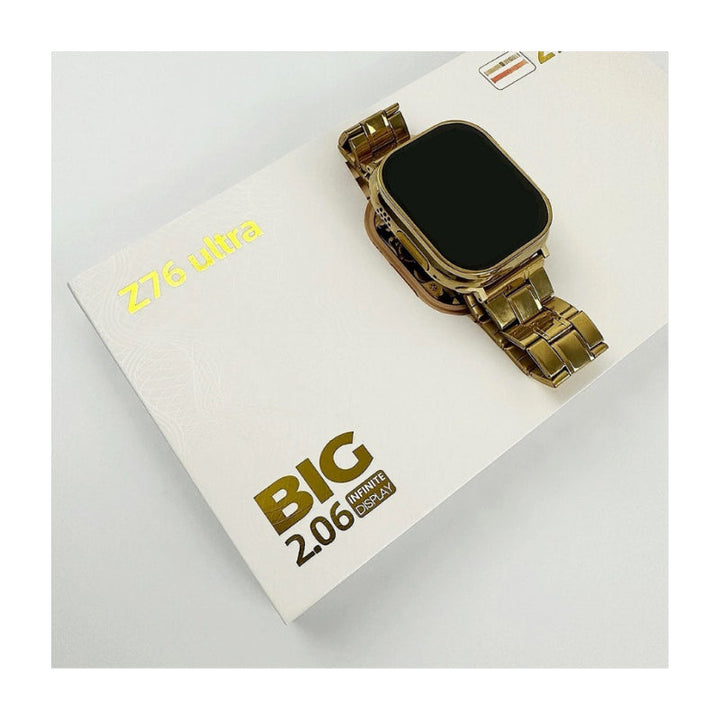 Z76 Ultra Gold Edition Stylish Smartwatch with Large Display, Health & Fitness Tracking, & Long Battery