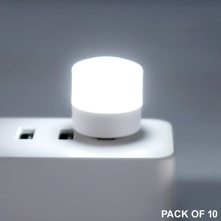 Pack of 10 Mini USB LED Night Lights – Compact Plug-in Lamps for Bedroom, Office, and Travel