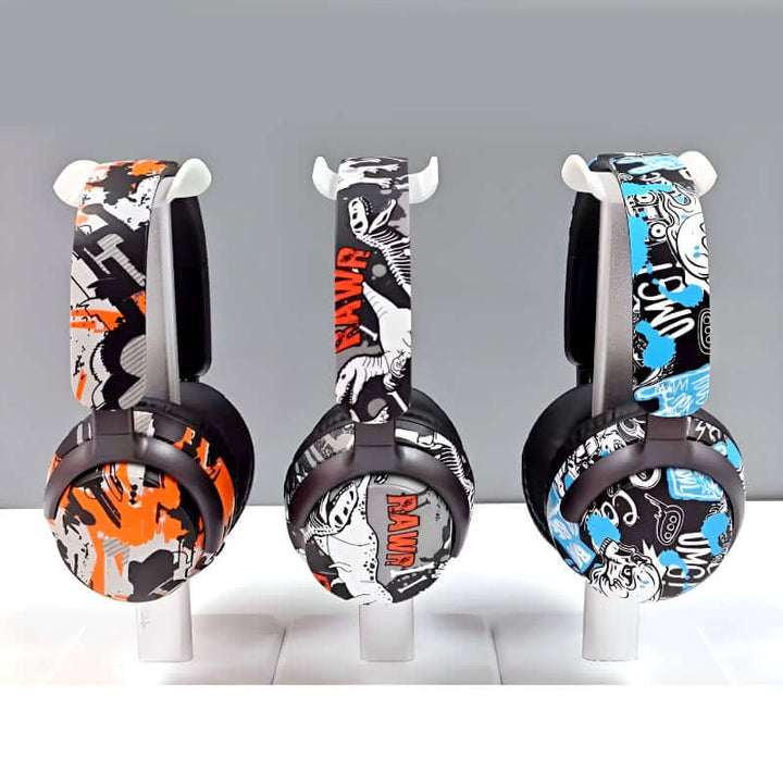AKZ-38 Graffiti Style Wireless Bluetooth Headphones with 6D Stereo Sound & Built-in Mic
