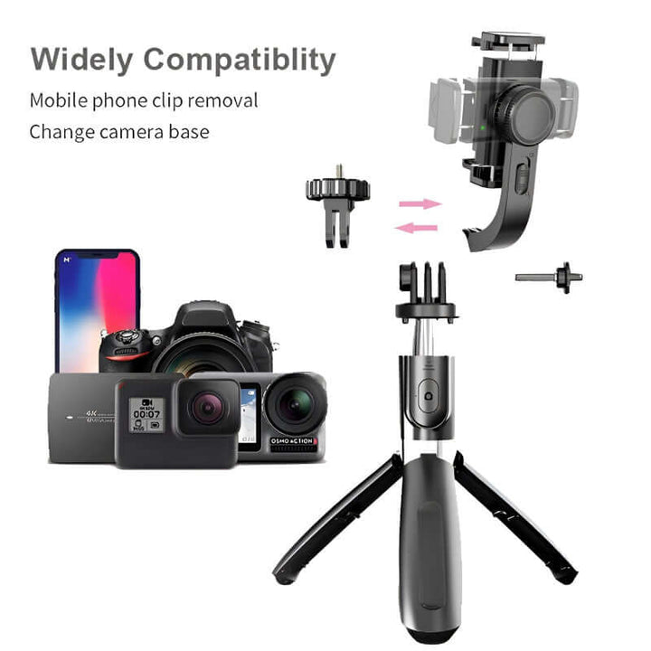Tripod Handheld Gimbal Stabilizer Selfie Stick – 360° Rotation, Wireless Remote, Anti-Shake, Aluminum Alloy, Compatible with Android/iOS