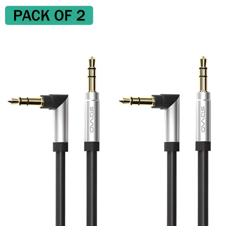 Pack of 2, Sovo Moco SOX-805 3.5mm AUX Cables, High Fidelity Sound, 1.5m Length