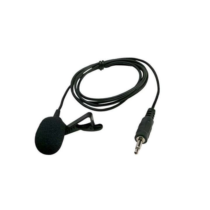Samsung SM-777 mini tie clip collar microphone with 3m cable and 6.35mm jack, ideal for professional audio use.