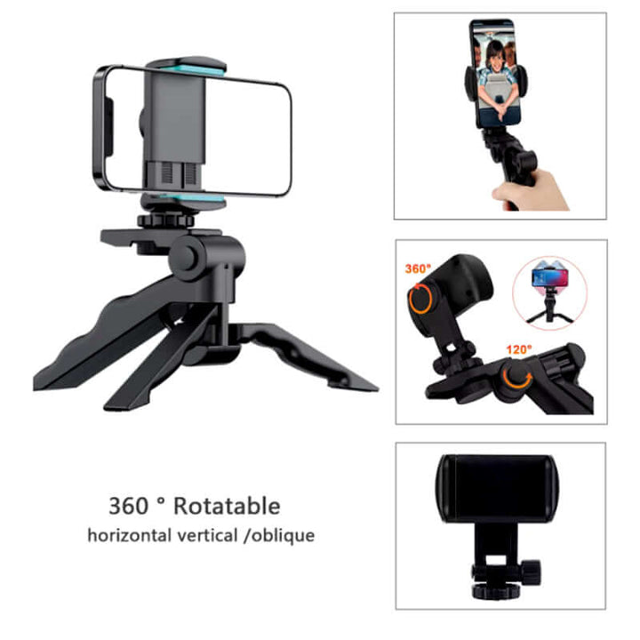 K555 Compact Mini Foldable 360° Rotating Desktop Tripod Stand for Mobile Phones & Cameras