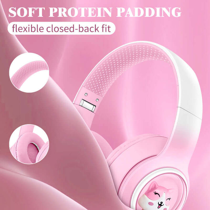 AKZ-08 Adorable Cartoon Design Bluetooth 5.3 Wireless Headphones with Hi-Res Audio, Long Battery Life, and Built-in Mic