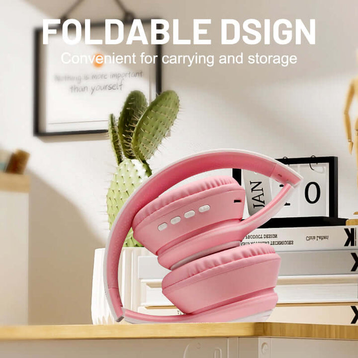 AKZ-08 Adorable Cartoon Design Bluetooth 5.3 Wireless Headphones with Hi-Res Audio, Long Battery Life, and Built-in Mic