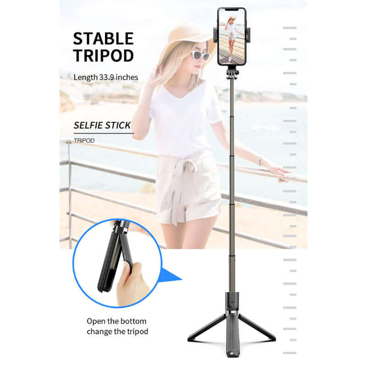 Tripod Handheld Gimbal Stabilizer Selfie Stick – 360° Rotation, Wireless Remote, Anti-Shake, Aluminum Alloy, Compatible with Android/iOS