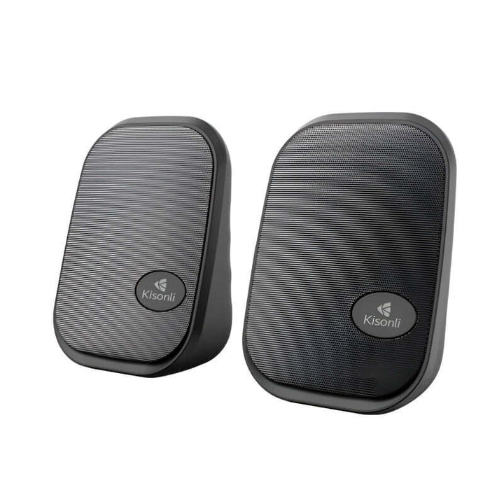 Kisonli KS-09 USB 2.0 Stereo Multimedia Speakers – Dual 3W Output, AUX & USB Powered, Compact Design for Desktop, Laptop, Mobile & Tablets