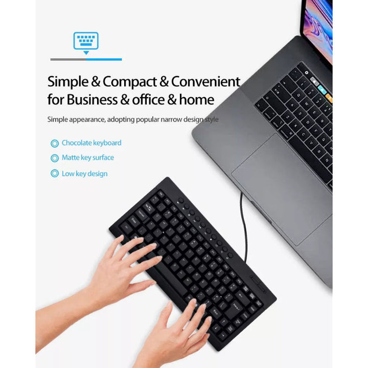 Banda K1000 Multimedia Wired Keyboard – Compact USB Waterproof Keyboard with Ergonomic Design, Arabic/English Layout, for Laptop & PC