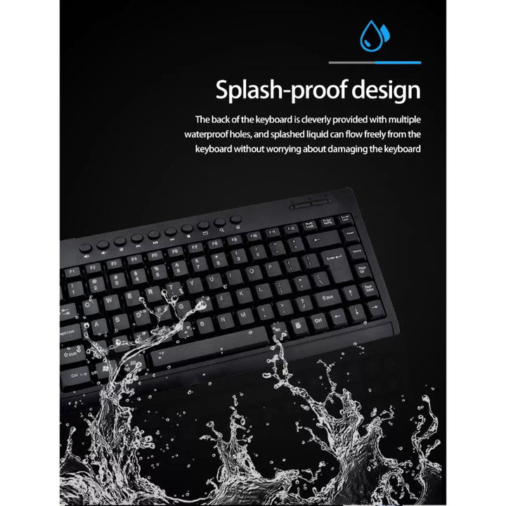 Banda K1000 Multimedia Wired Keyboard – Compact USB Waterproof Keyboard with Ergonomic Design, Arabic/English Layout, for Laptop & PC