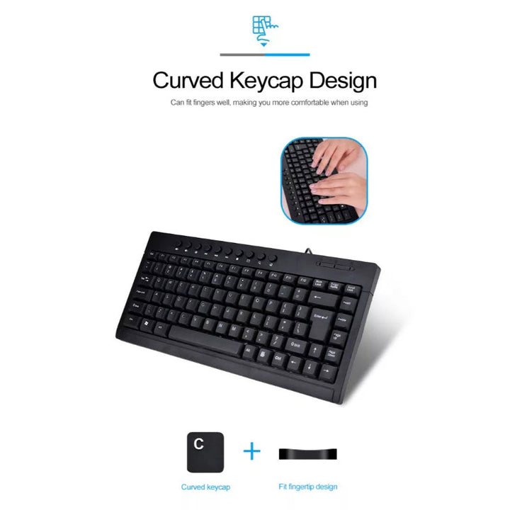 Banda K1000 Multimedia Wired Keyboard – Compact USB Waterproof Keyboard with Ergonomic Design, Arabic/English Layout, for Laptop & PC